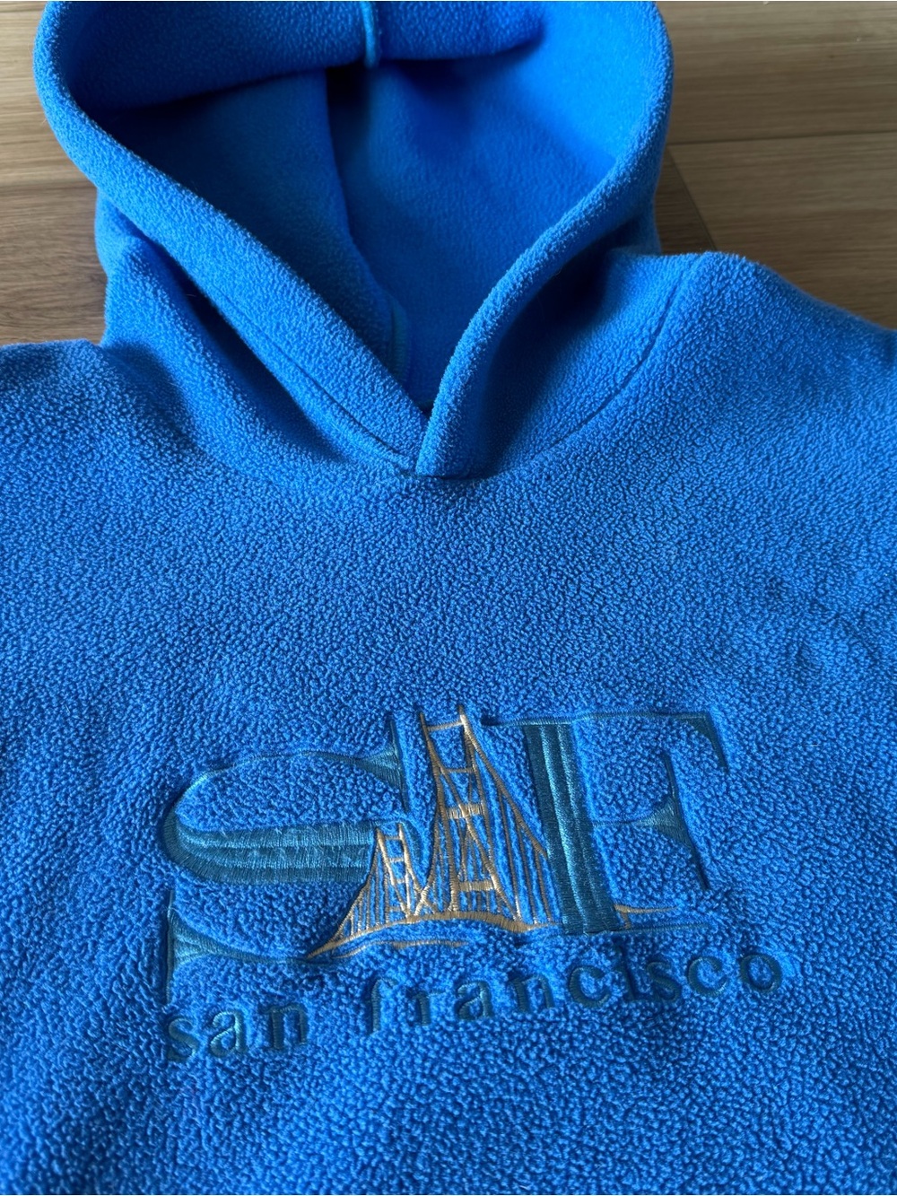 San Francisco Blue Fleece Retro Hoodie